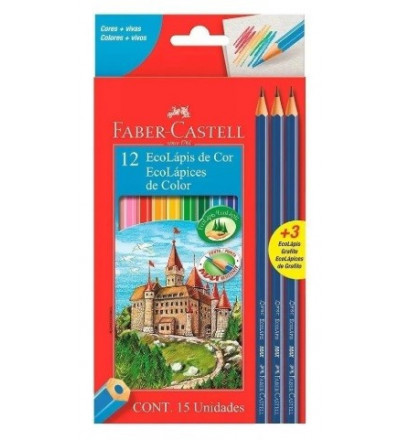 LAPICES FABER CASTELL COLOR X 12 UNIDADES + GRAFITO