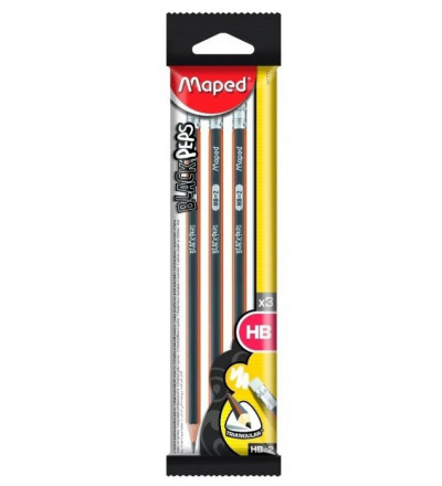 LAPICES MAPED GRAFITO CON GOMA X 3 UNIDADES