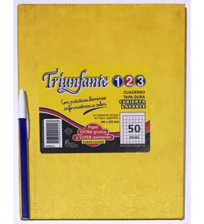 CUADERNO TRIUNFANTE 123  50H CUADRICULADO AMARILLO