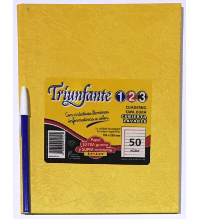 CUADERNO TRIUNFANTE 123 50 HOJAS RAYADO AMARILLO
