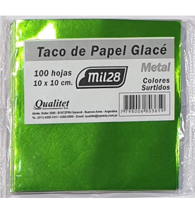 GLACE METALIZADO MIL28 TACO 100 HOJAS
