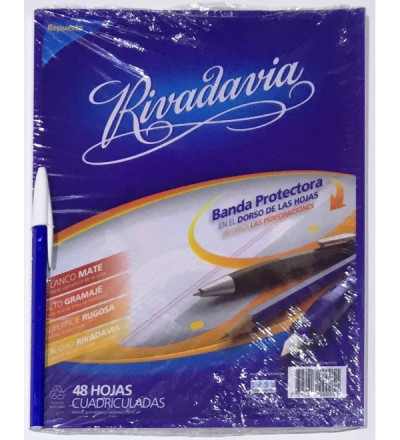 REPUESTO RIVADAVIA 48 HOJAS CUADRO, CON BANDA
