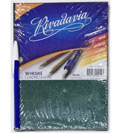CUADERNO RIVADAVIA 50H CUADRICULADO VERDE