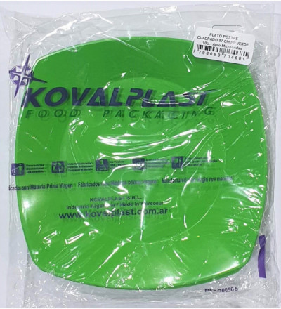 PLATO CUADRADO X10 17CM VERDE