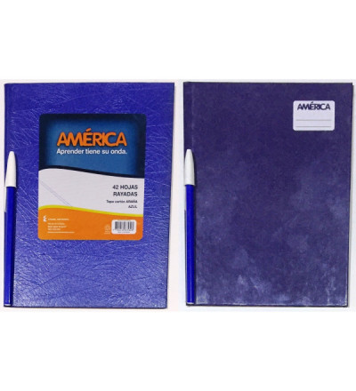 CUADERNO AMERICA TAPA DURA 42 HOJAS RAYADO AZUL