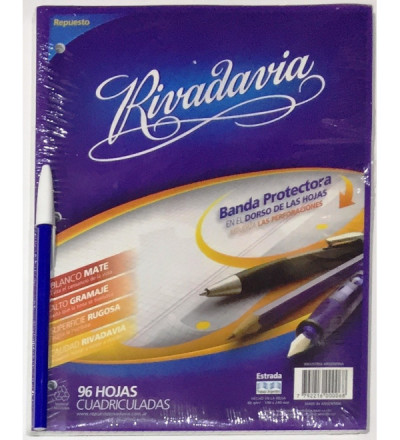 REPUESTO RIVADAVIA 96 HOJAS CUADRO