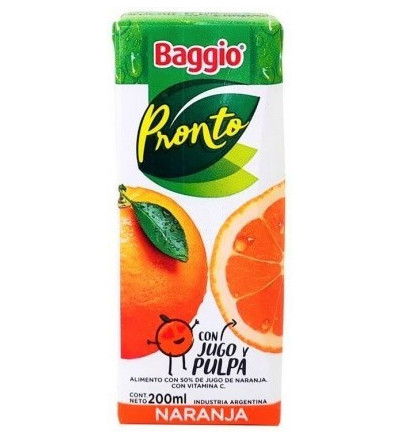 JUGO BAGGIO PRONTO NARANJA 200 CC X 18 UNIDADES