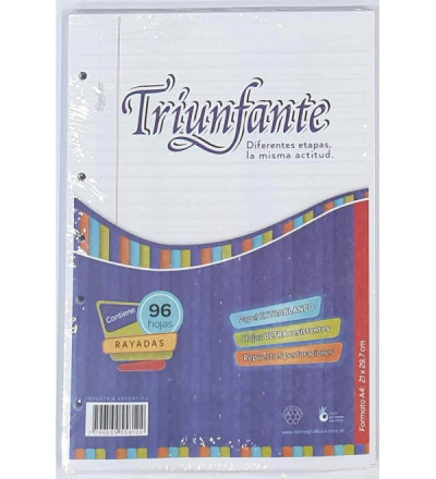 REPUESTO TRIUNFANTE A4 96 HOJAS RAYA