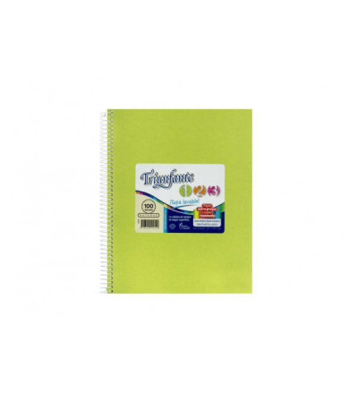 CUADERNO TRIUNFANTE 123 VINIL 100H RAYA VERDE MANZANA
