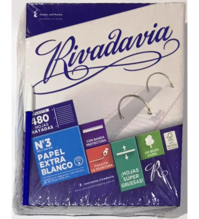 REPUESTO RIVADAVIA 480 HOJAS RAYA, EXTRA BLANCO