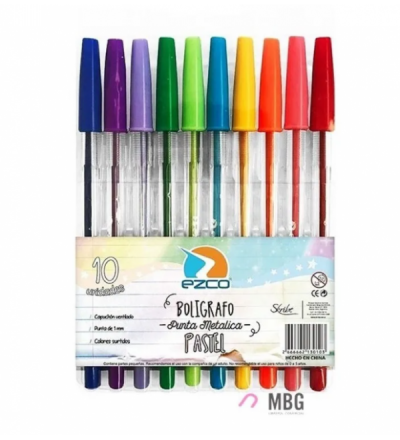 BOLIGRAFO EZCO PASTEL X 10 UNIDADES