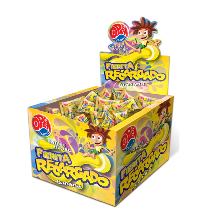 CHICLE FIERITA RELLENO BANANA X 50 UNIDADES