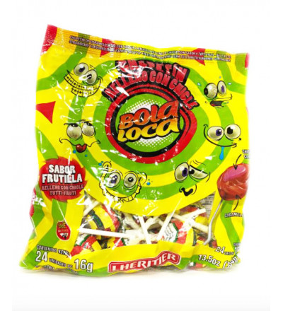 CHUPETIN BOLA LOCA CON CHICLE X 24 UNIDADES