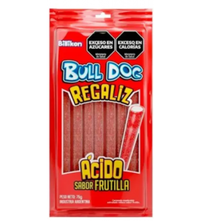 REGALIZ BULL DOG 75G FRUTILLA
