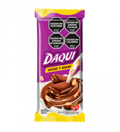 CHOCOLATE DAQUI LECHE MANI 70 GR