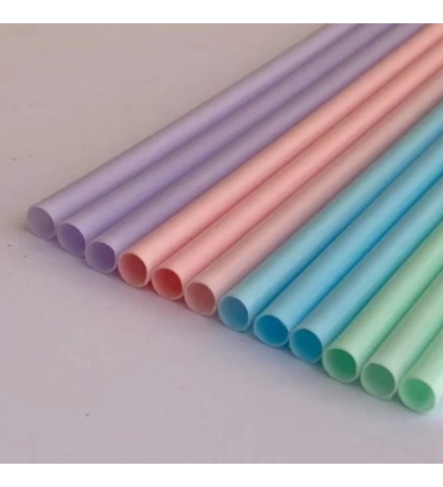 SORBETES PLASTICO REUTILIZABLE PASTEL X 12 UNIDADES