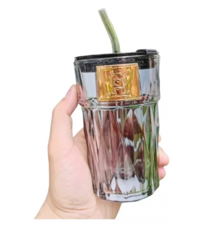 VASO VIDRIO CON TAPA SORBETE