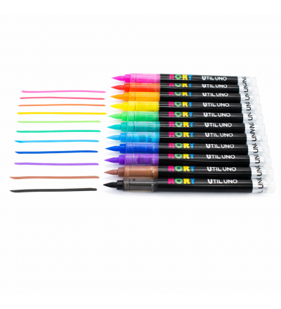 MARCADOR ACRILICO PUNTA PINCEL UTIL UNO X 12