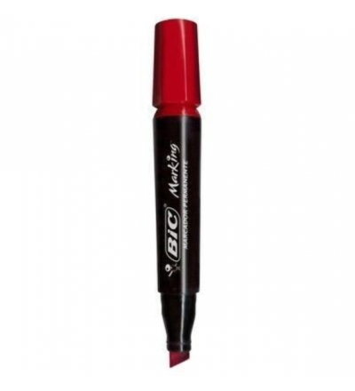 Marcador BIC Marking Permanente Punta Biselada Rojo