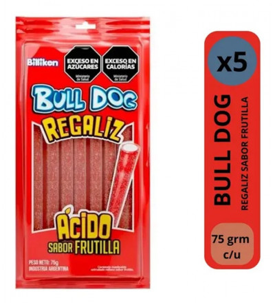 REGALIZ BULL DOG FRUTILLA ACEITADA 70 GR