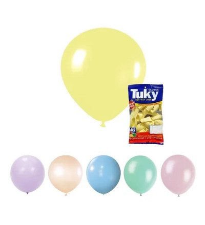 GLOBO TUKY PASTEL AMARILLO 9" PULGADAS X 25 UNIDADES