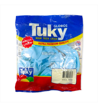GLOBO TUKY CELESTE 9" PULGADAS X 25 UNIDADES