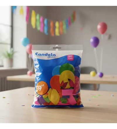 GLOBO CANDELA LISO 9" PULGADAS X 50 UNIDADES