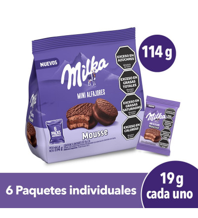 ALFAJOR MILKA MOUSSE X 6 UNIDADES