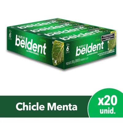 CHICLE BELDENT MENTA X 20 UNIDADES