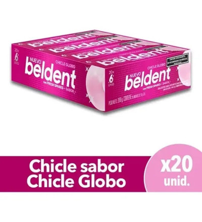 CHICLE BELDENT GLOBO X 20 UNIDADES