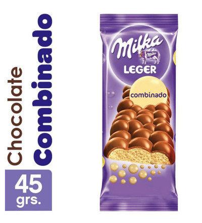 CHOCOLATE MILKA LEGER COMBINACION BLANCO LECHE X 45 GR