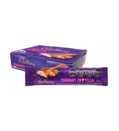 CHOCOLATE CADBURY YOGURT FRUTILLA X 12 UNIDADES 27 GR