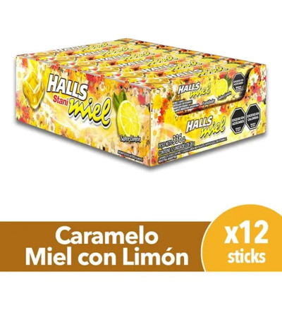 PASTILLA HALLS MIEL Y LIMON X 12 UNIDADES