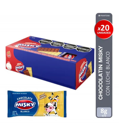 CHOCOLATE MISKY BLANCO 8 GR X 20 UNIDADES